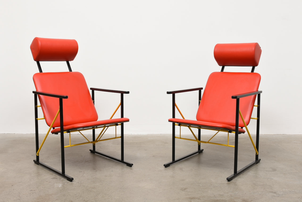 Leather + metal loungers by Yrjö Kukkapuro