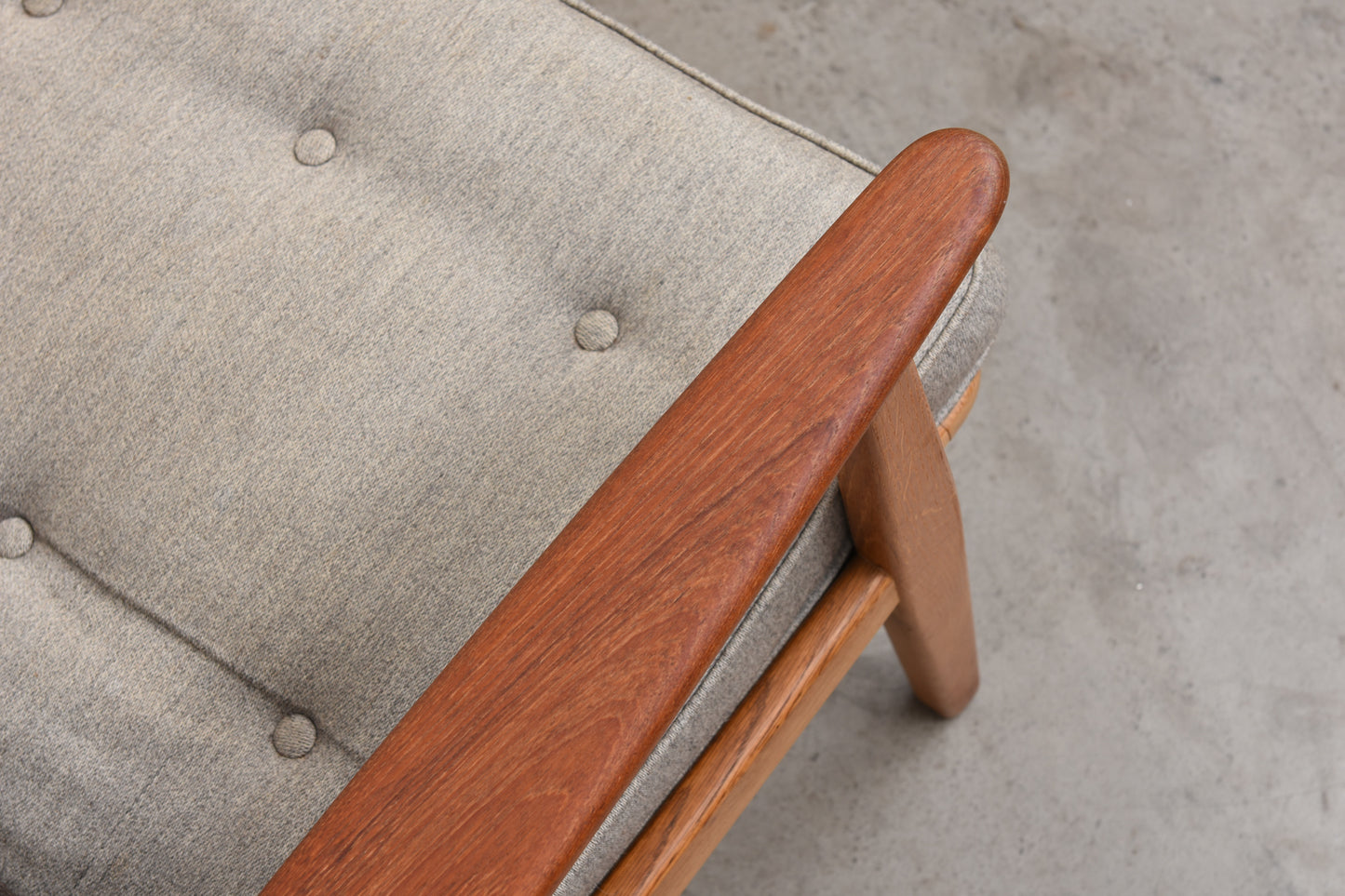 Choose your own fabric: 1950s teak + oak lounger