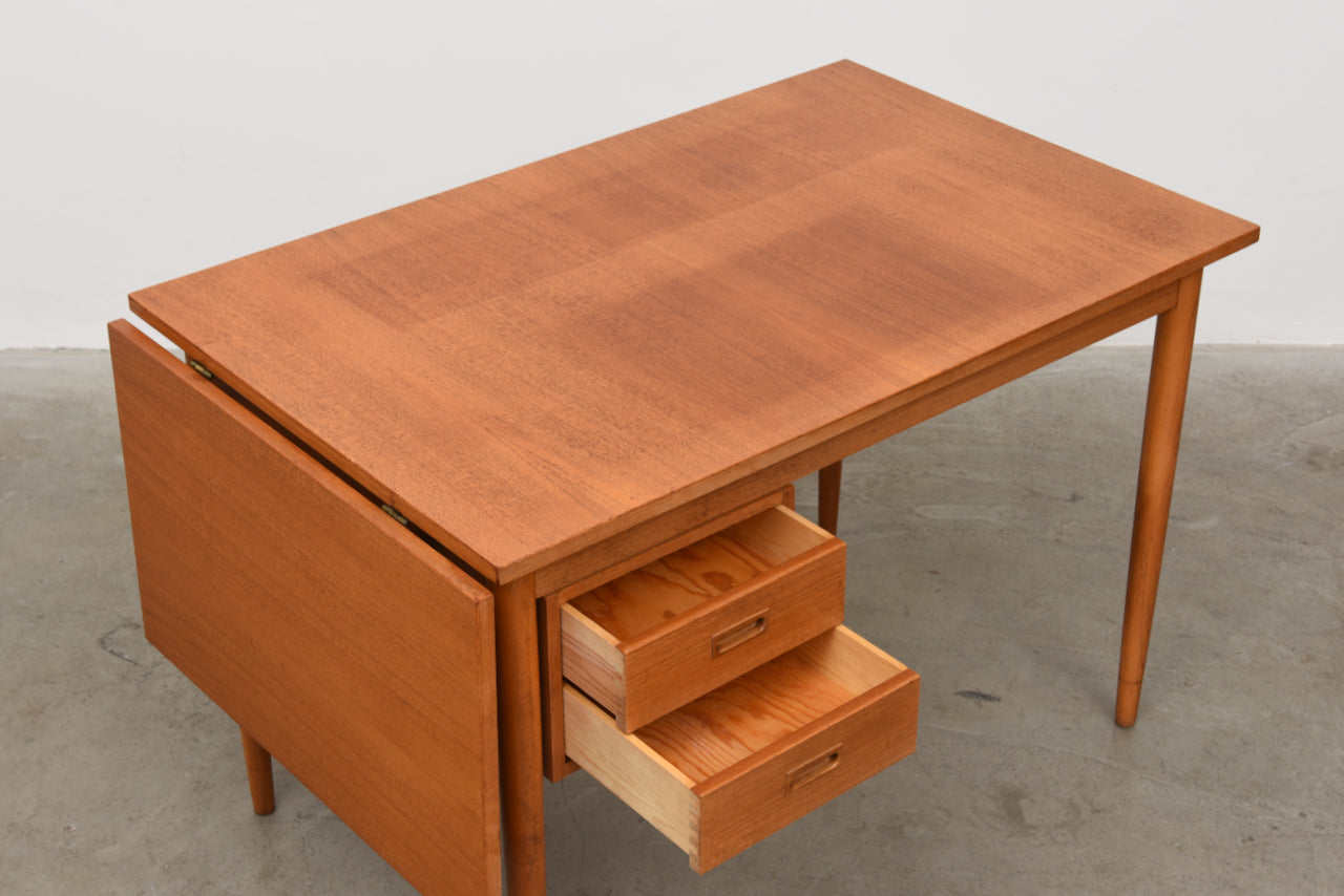 Vintage desk in teak with drop leaf