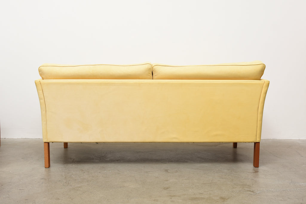 Lemon yellow faux suede sofa by Søren Lund