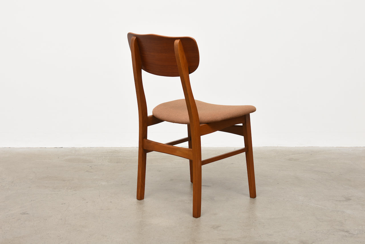 Set of four 1960s teak + beech chairs
