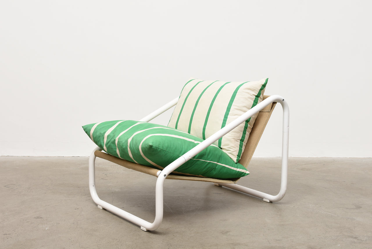 1980s metal + canvas lounger