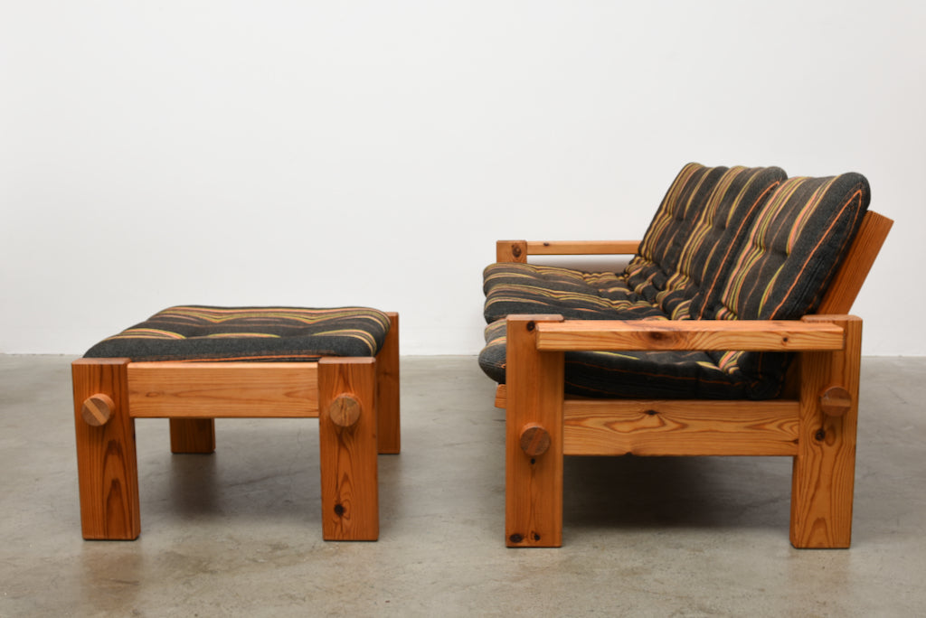 1970s Swedish pine sofa foot stool CHASE SORENSEN
