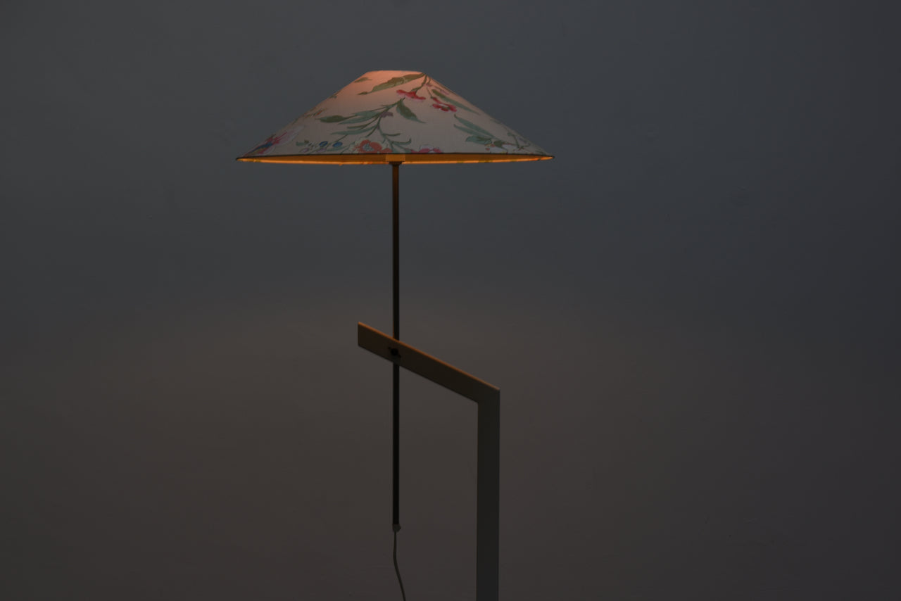 1980s floor light with floral shade