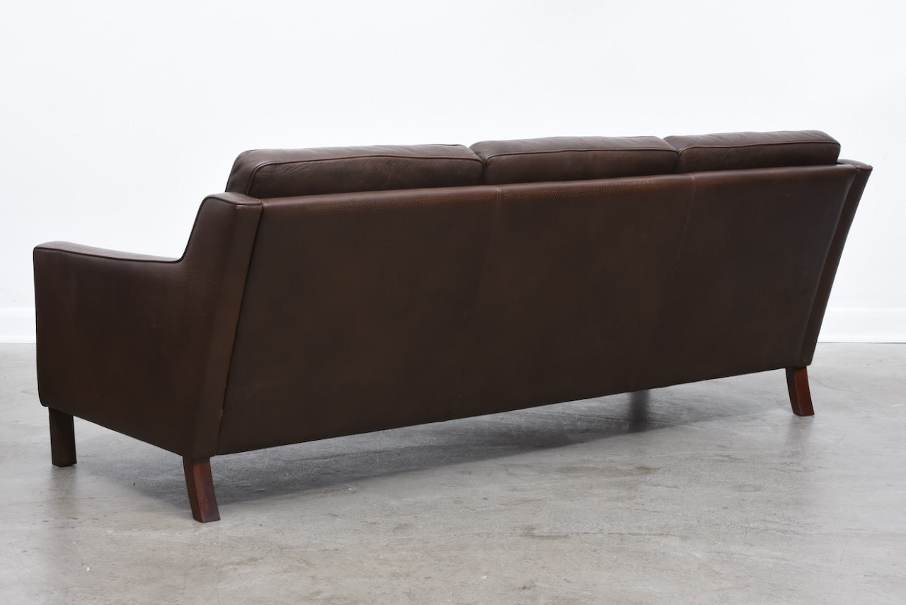 1960s three seat leather sofa