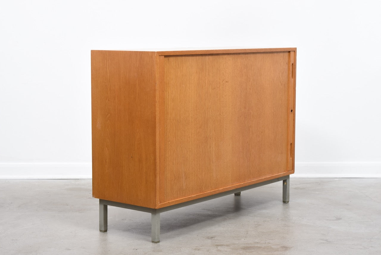 1970s oak storage cabinet with tambour door