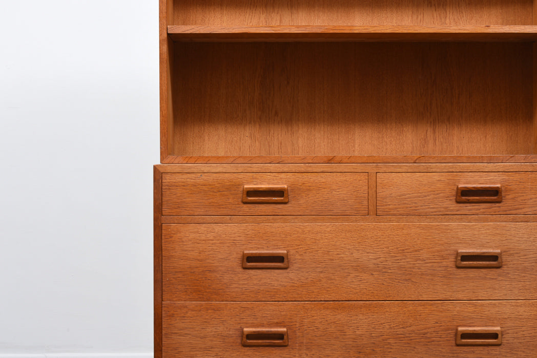 Oiled oak bookcase + drawers