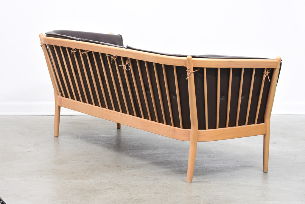 Model J148 in beech + leather sofa by Erik Jørgensen