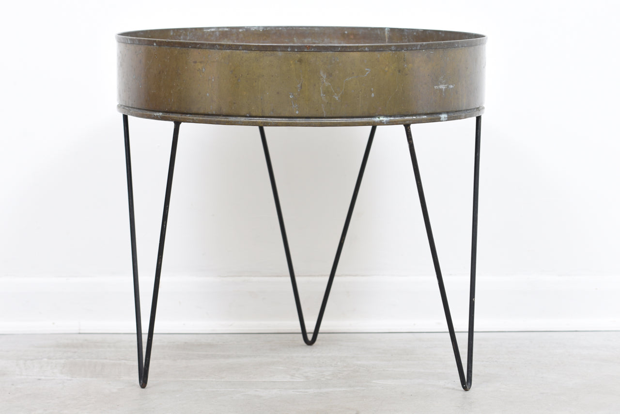 1960s brass + wrought iron planter