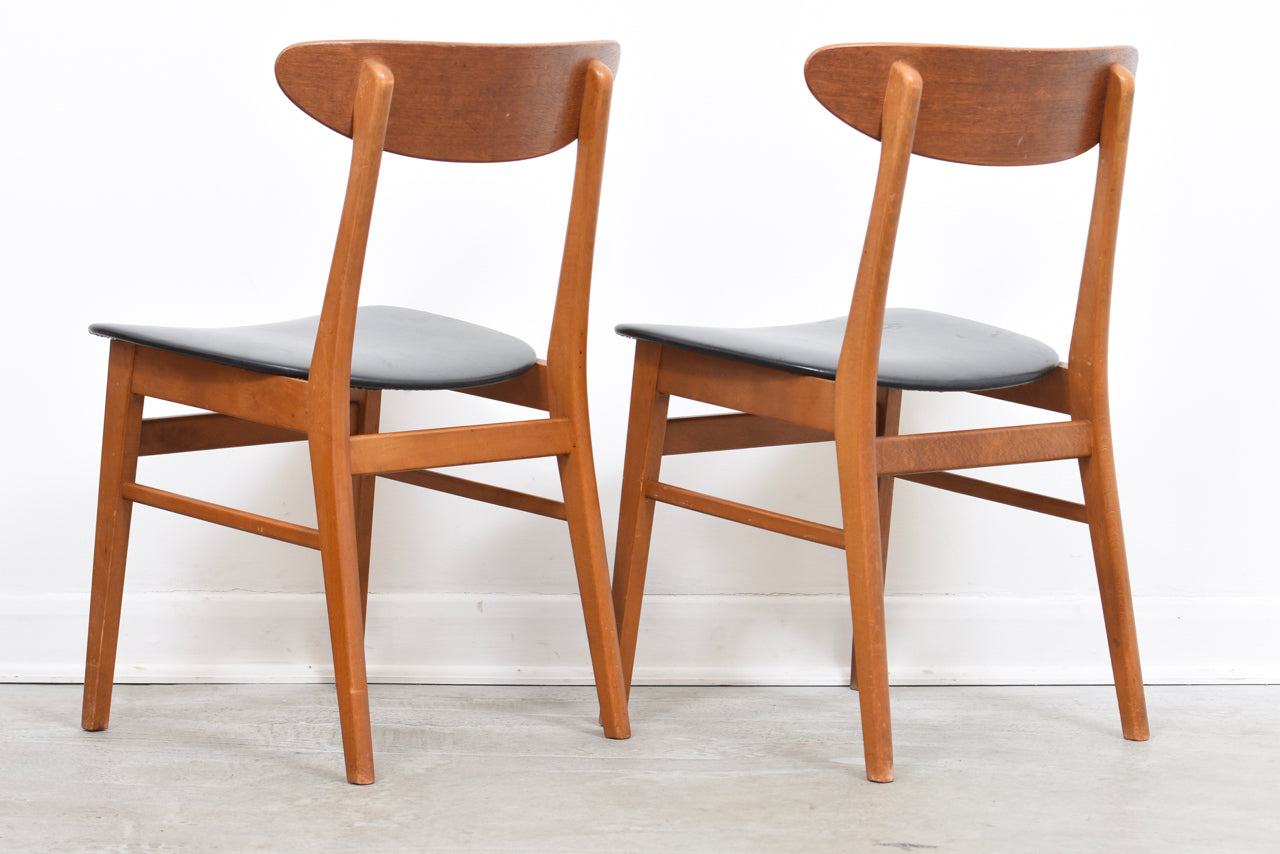Two available: Teak + beech dining chairs by Farstrup
