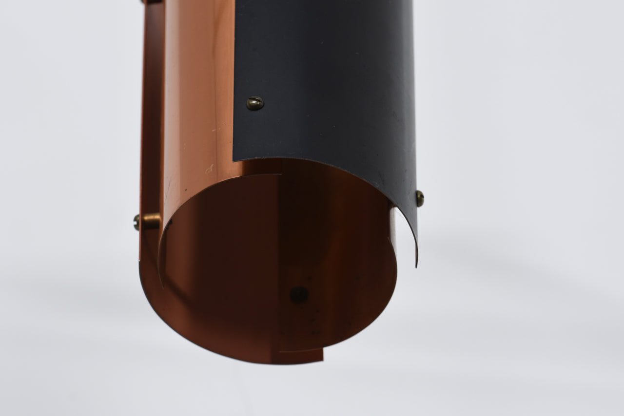 1960s copper + black metal chandelier