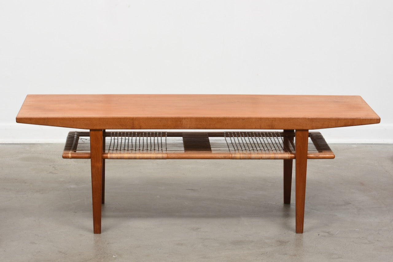 1960s teak coffee table with magazine shelf