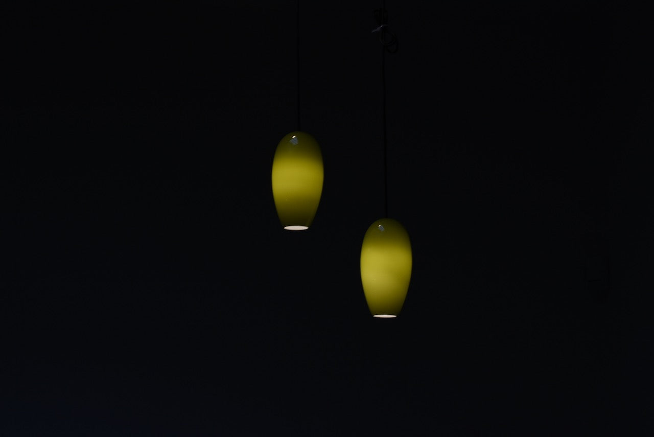 Two available: 'Life' glass ceiling pendants by Jo Hammerborg