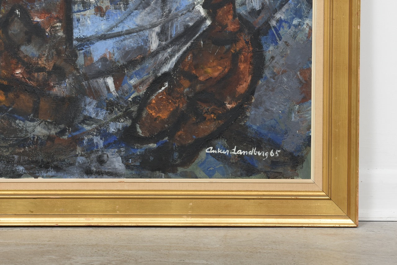 1960s oil painting by Anker Landberg