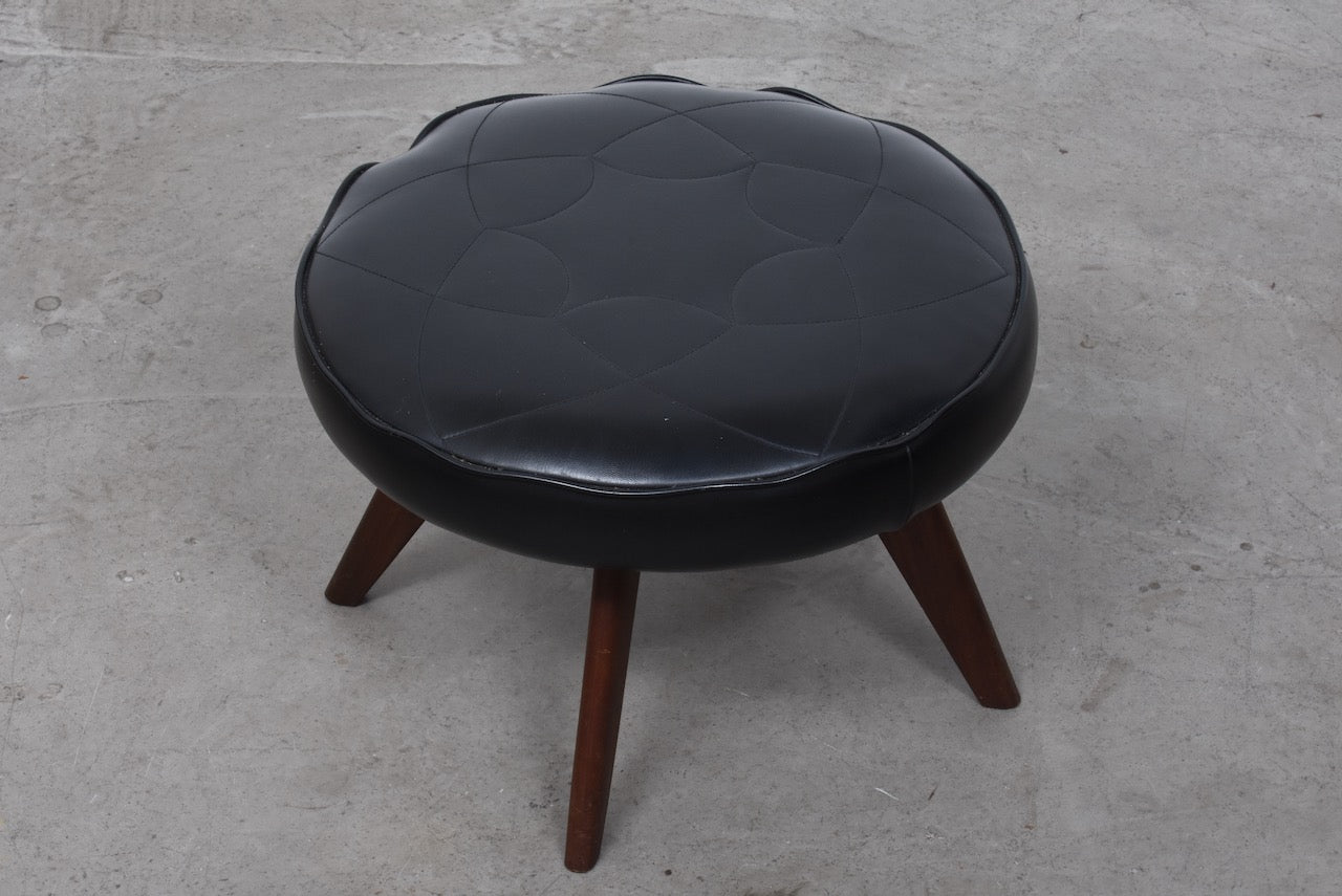 Round foot stool on teak legs