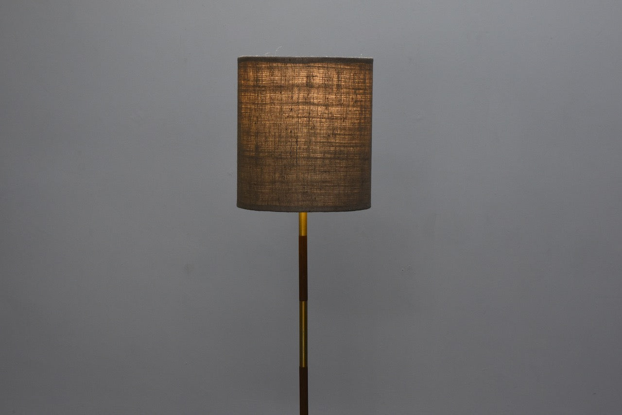 1960s floor lamp with brass + teak stem
