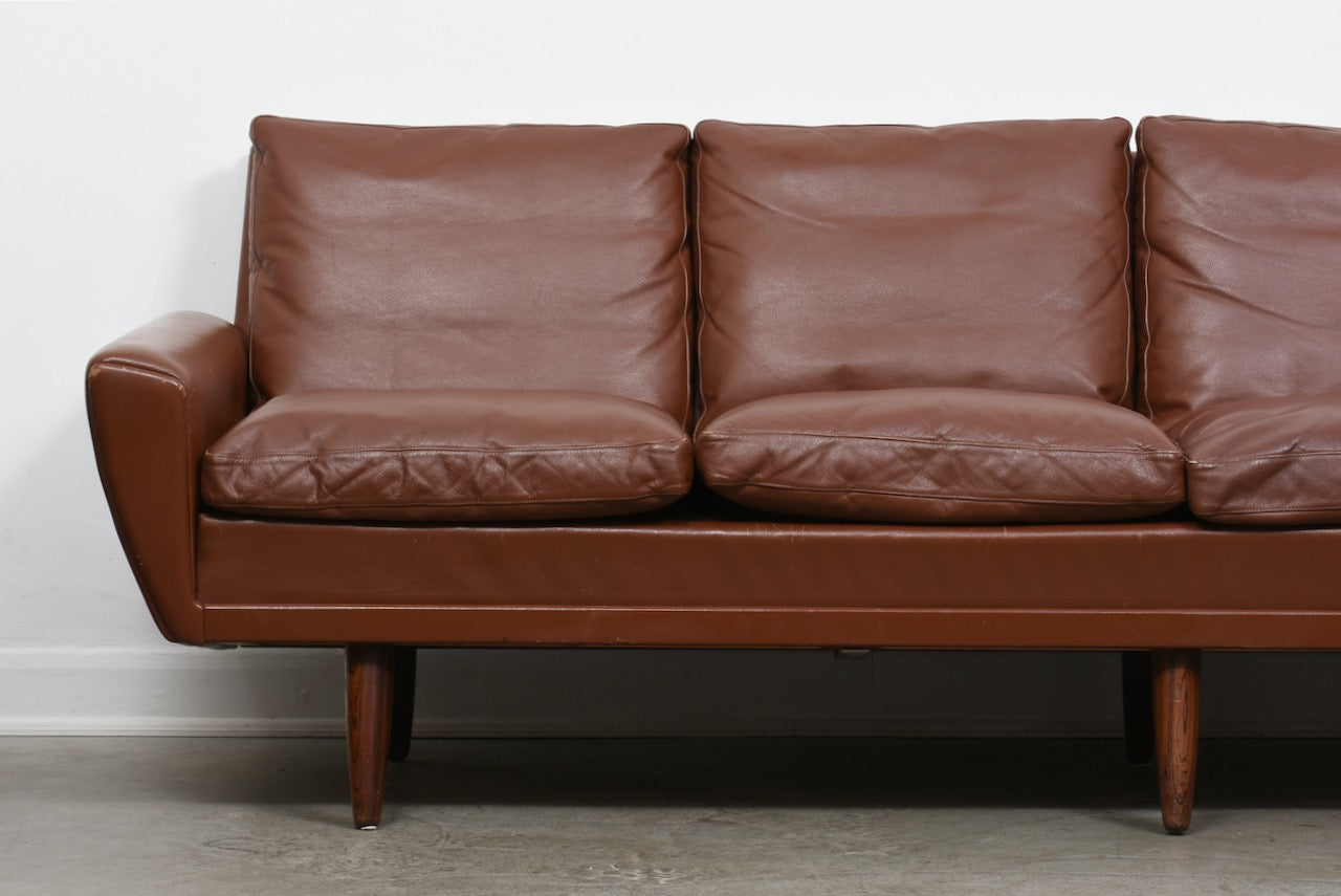 1960s four seat leather sofa by G. Thams