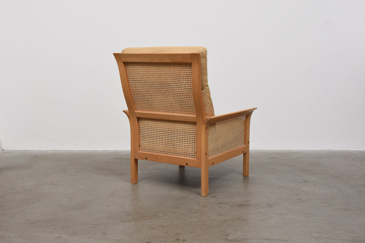 Birch and leather lounger by Arne Norell