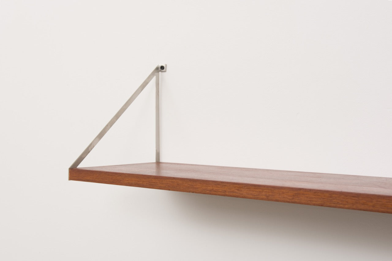 Vintage floating shelf in teak + metal