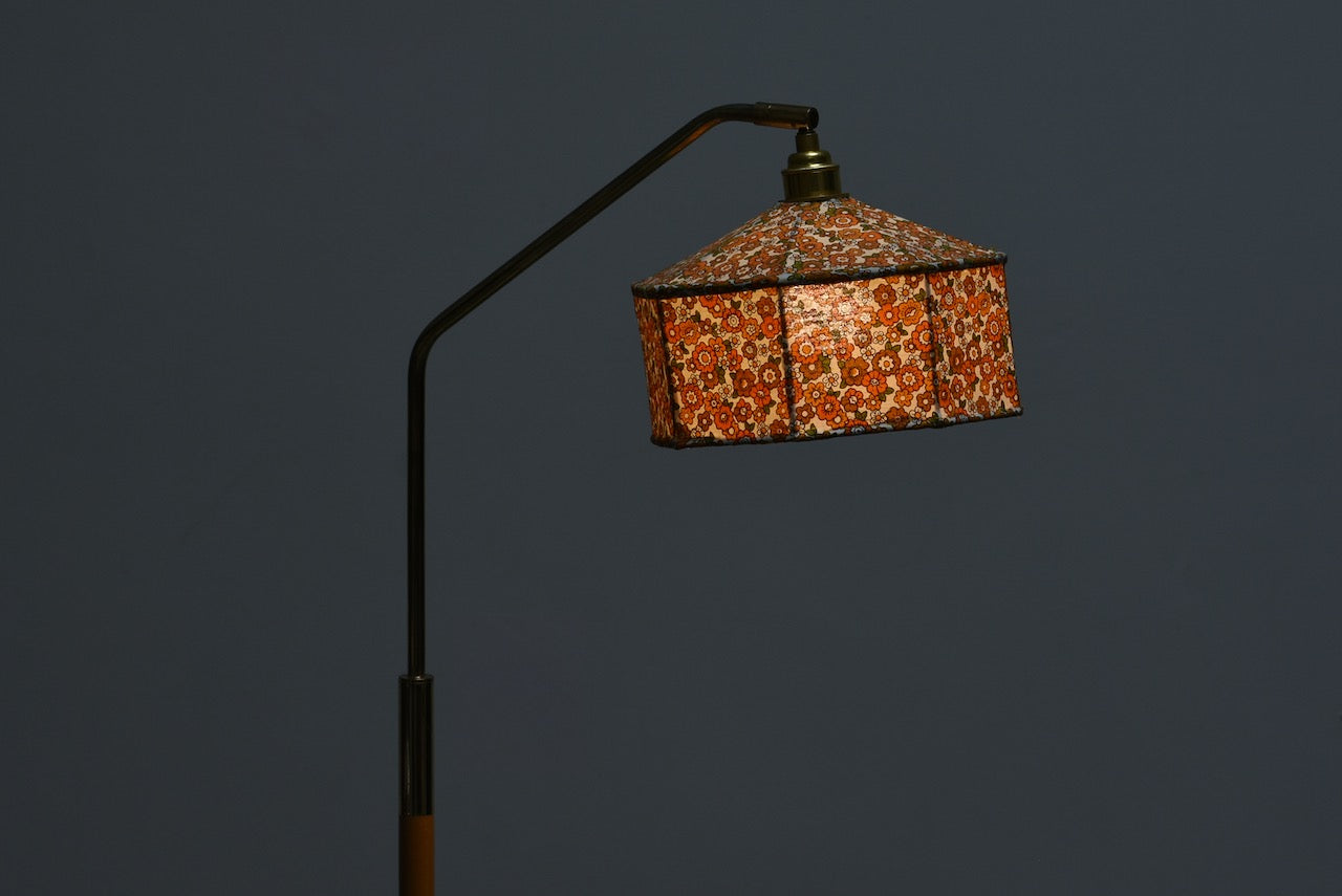 1960s brass floor lamp + shade