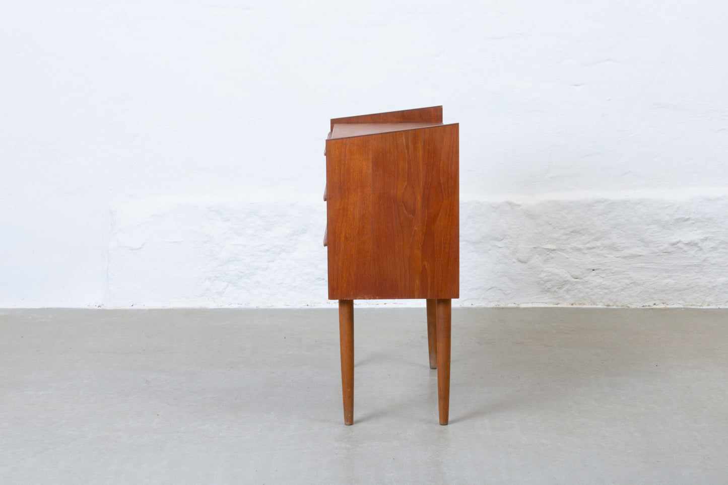 1960s low chest of three drawers in teak