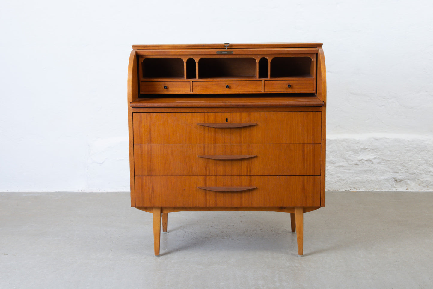 1960s roll top secretary in teak