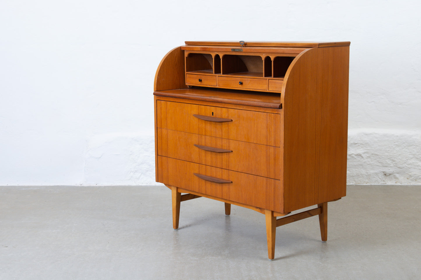 1960s roll top secretary in teak