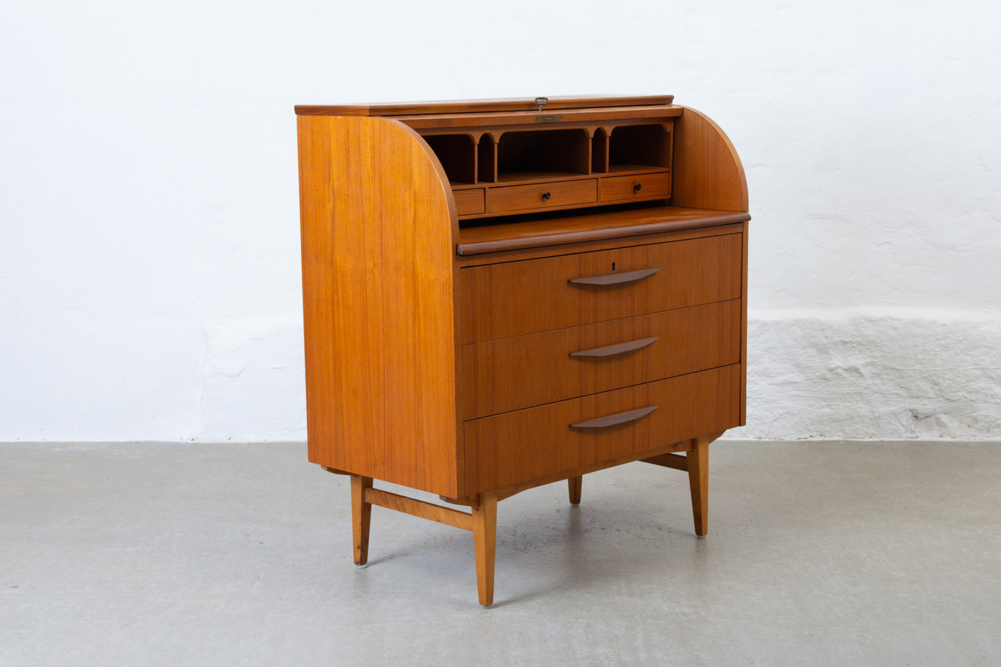 1960s roll top secretary in teak