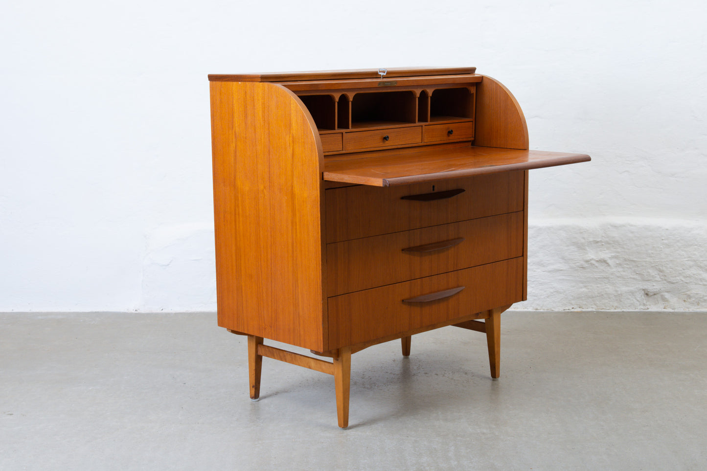1960s roll top secretary in teak