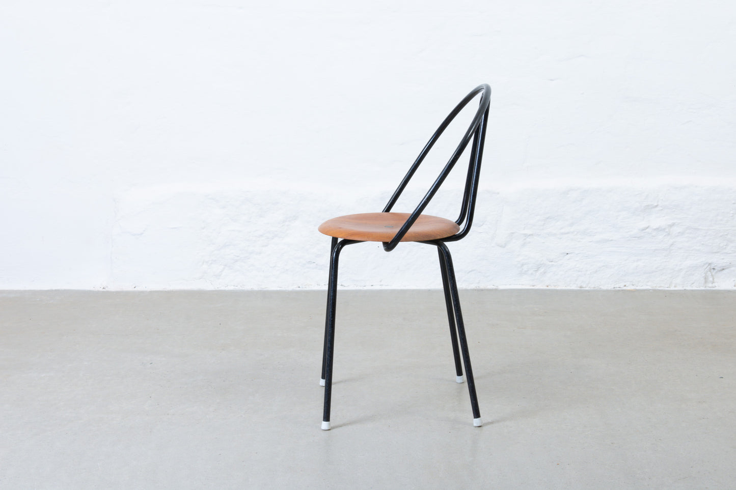 Two available: 1950s stacking chairs in metal + teak