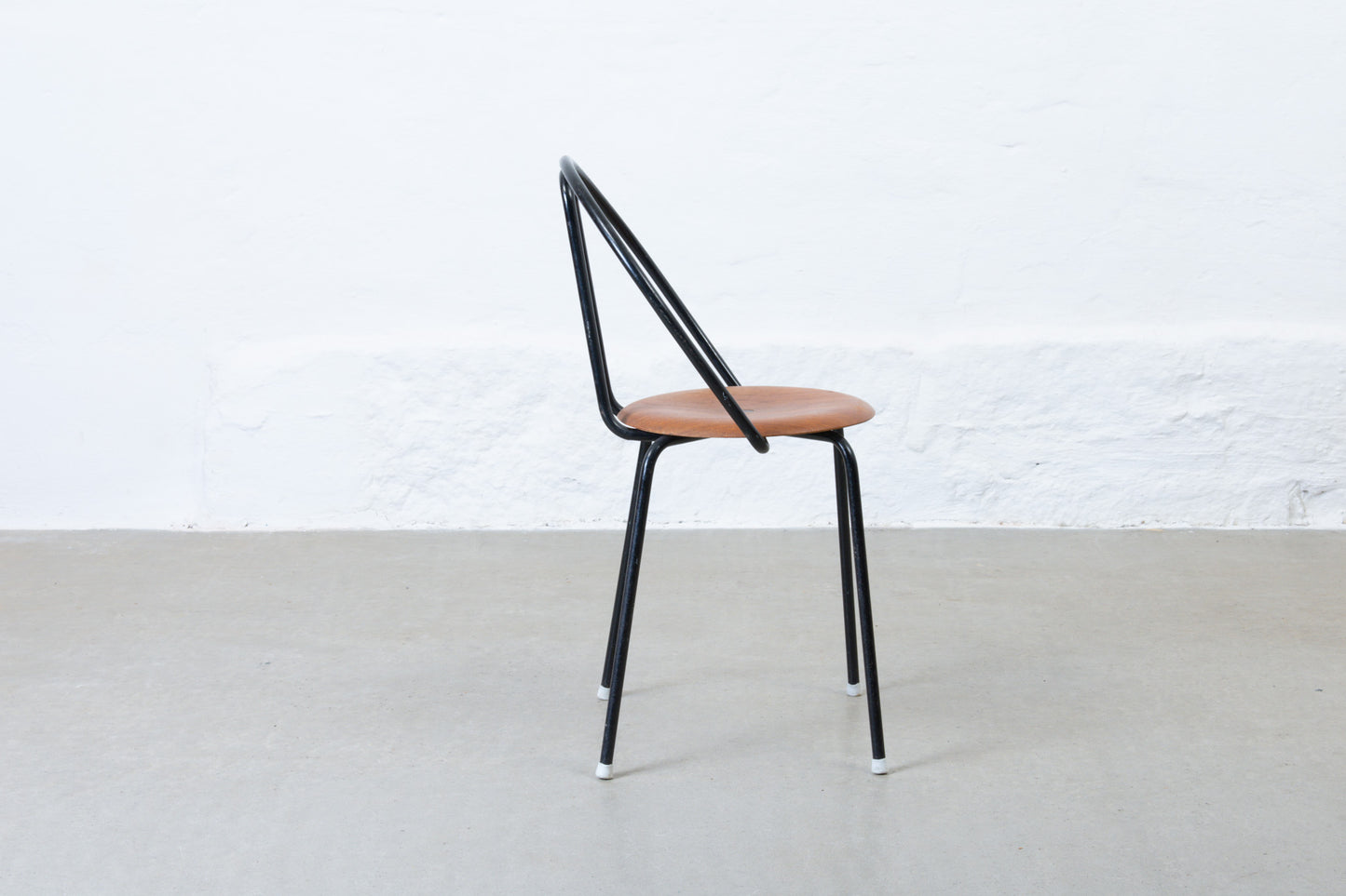 Two available: 1950s stacking chairs in metal + teak