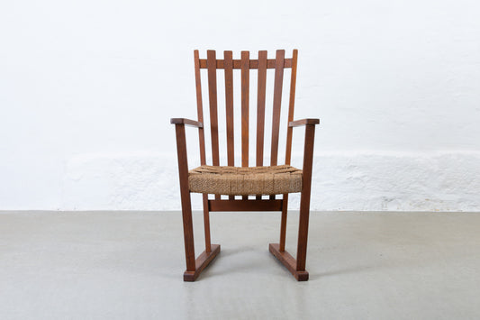 Early 1900s oak + cord armchair