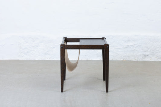 1970s oak + canvas magazine table by Brdr. Furbo