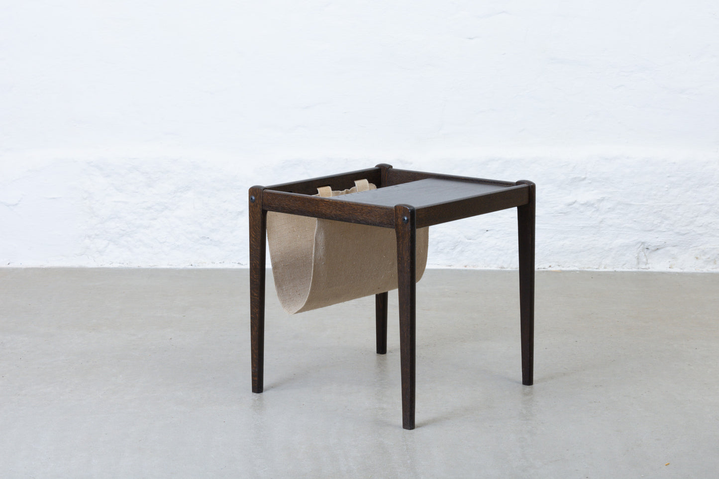 1970s oak + canvas magazine table by Brdr. Furbo