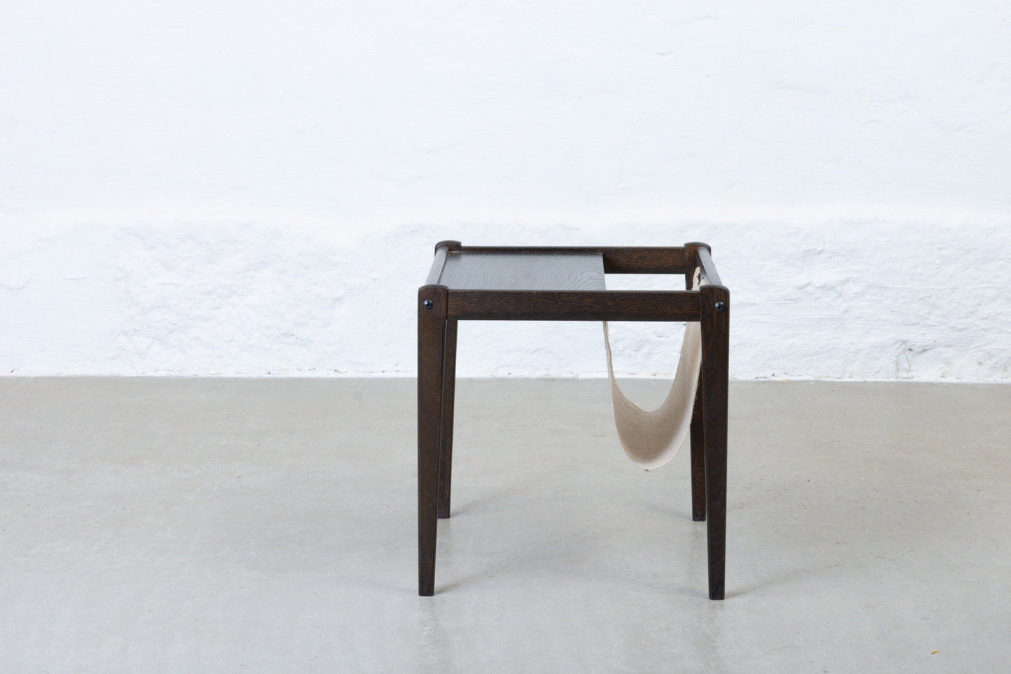 1970s oak + canvas magazine table by Brdr. Furbo