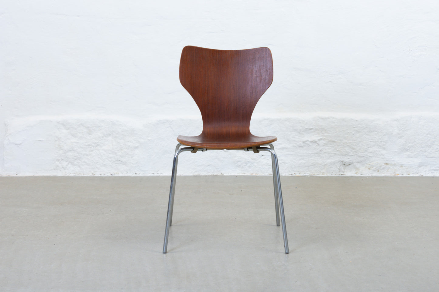 Set of four 1960s stacking chairs in teak