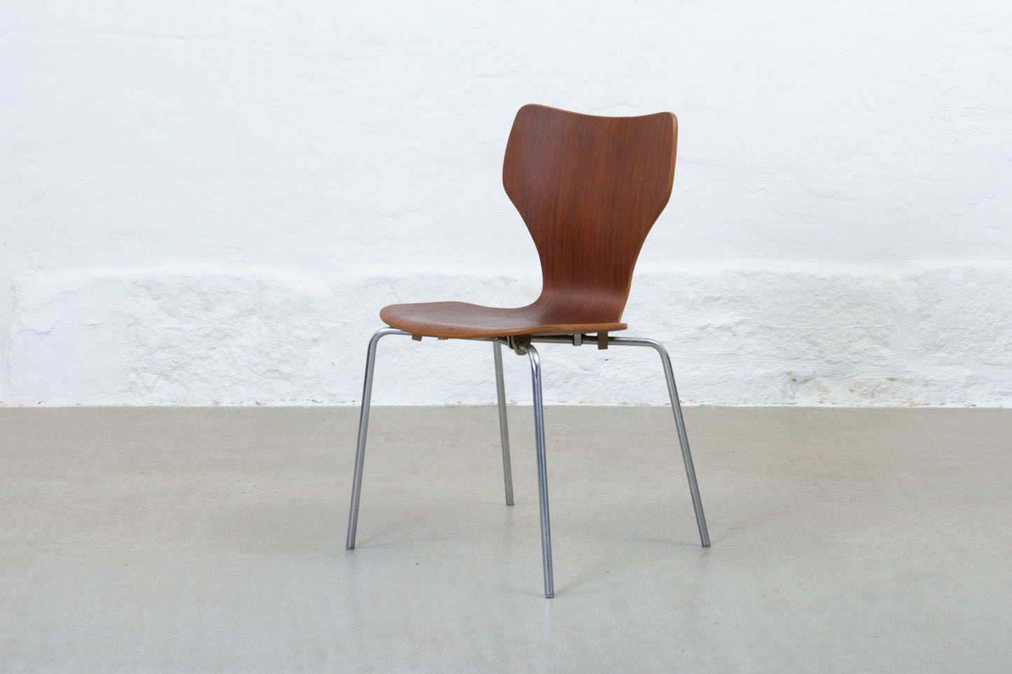Set of four 1960s stacking chairs in teak