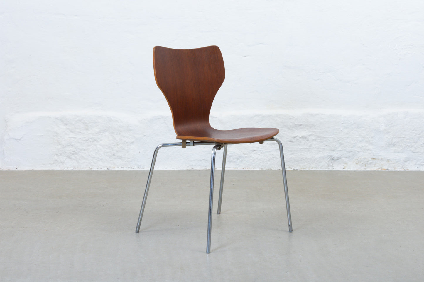 Set of four 1960s stacking chairs in teak