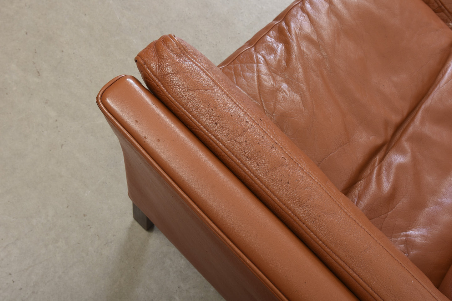 Vintage Danish three seater in cognac leather