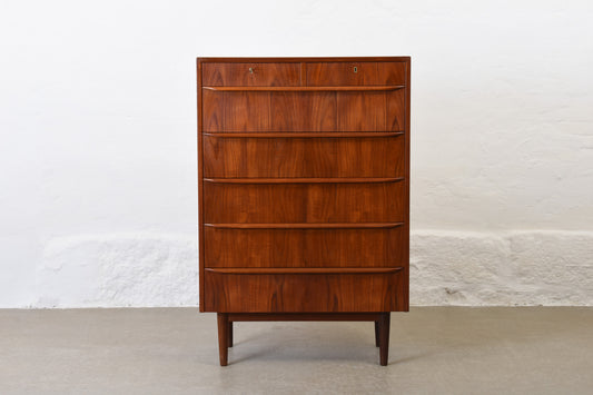 1960s teak chest of seven drawers with lipped handles