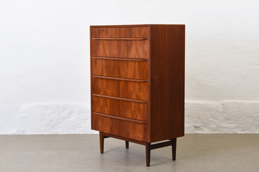 1960s teak chest of seven drawers with lipped handles