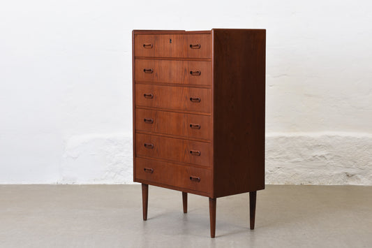 1960s teak chest of drawers with inset handles