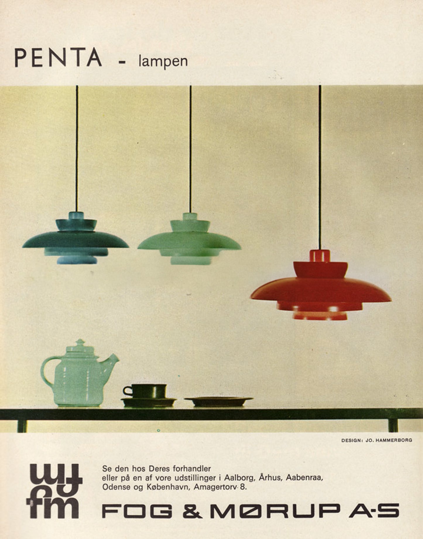 1960s 'Penta' ceiling lamp by Jo Hammerborg