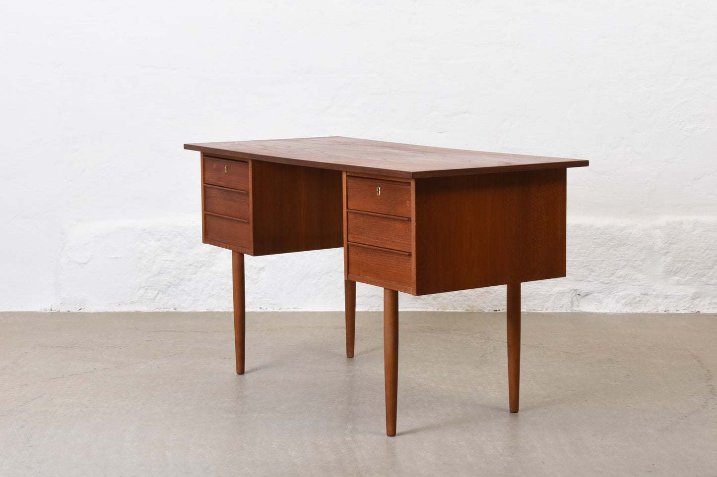 1960s twin pedestal desk in teak