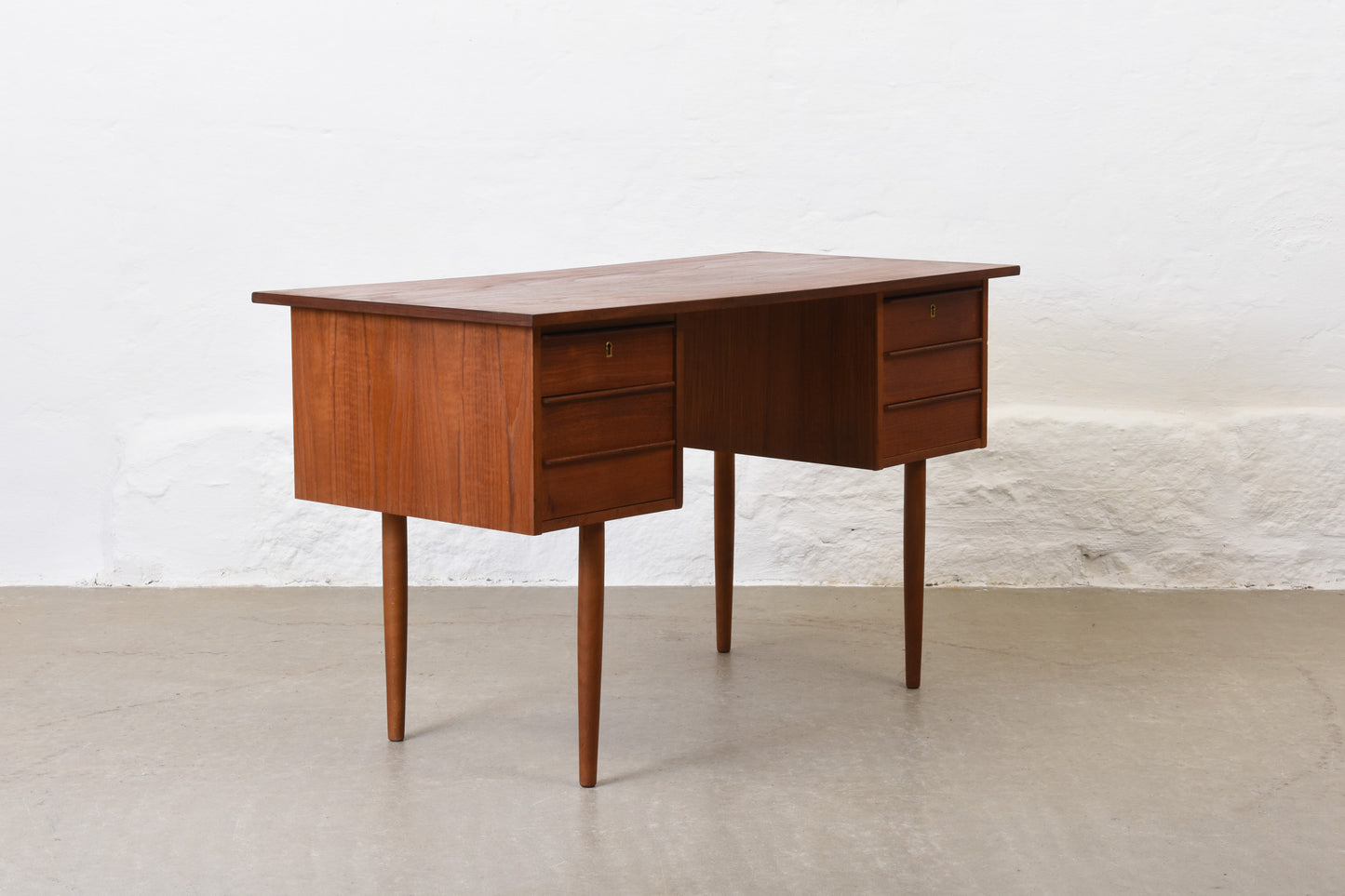 1960s twin pedestal desk in teak