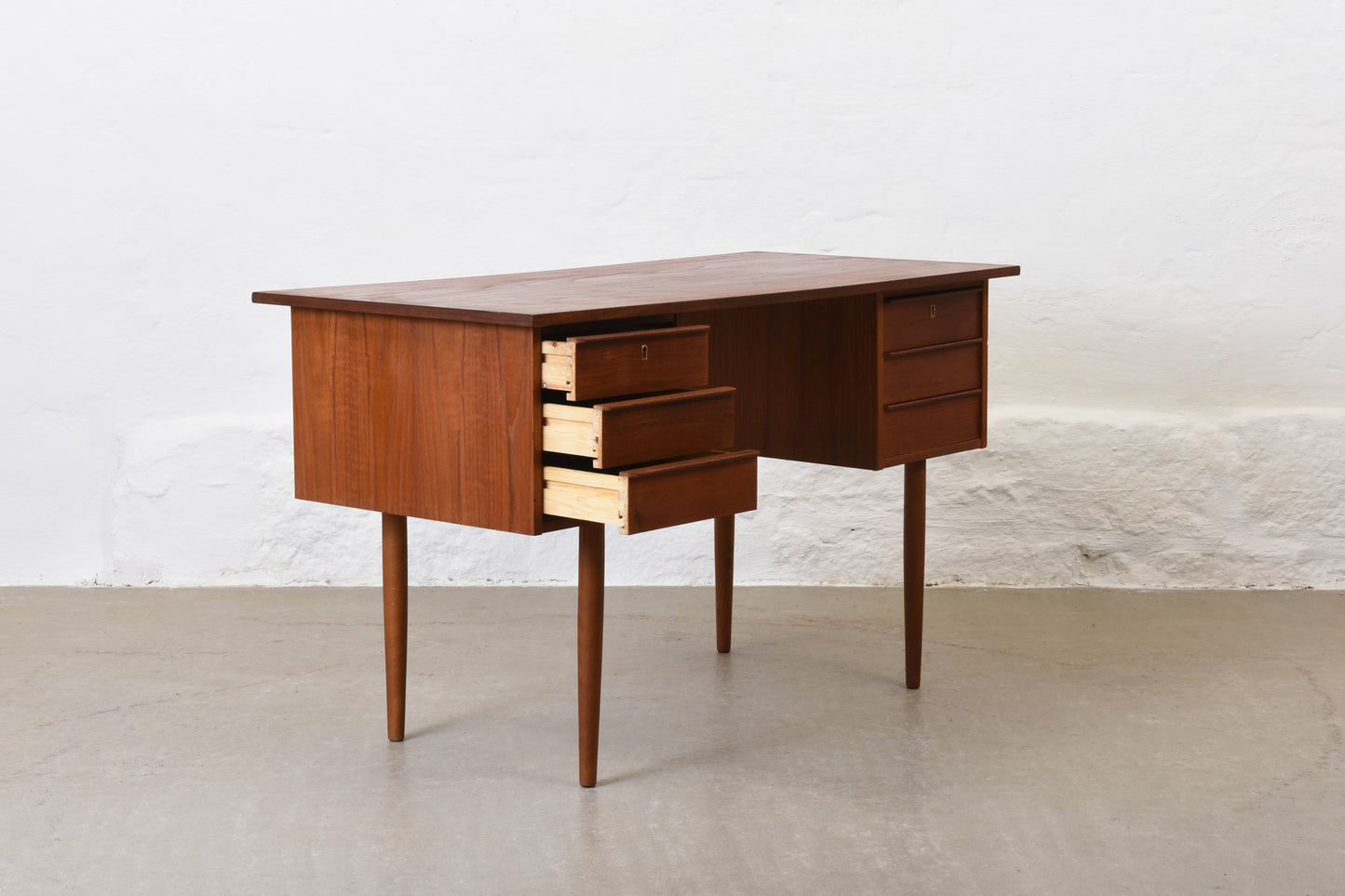 1960s twin pedestal desk in teak