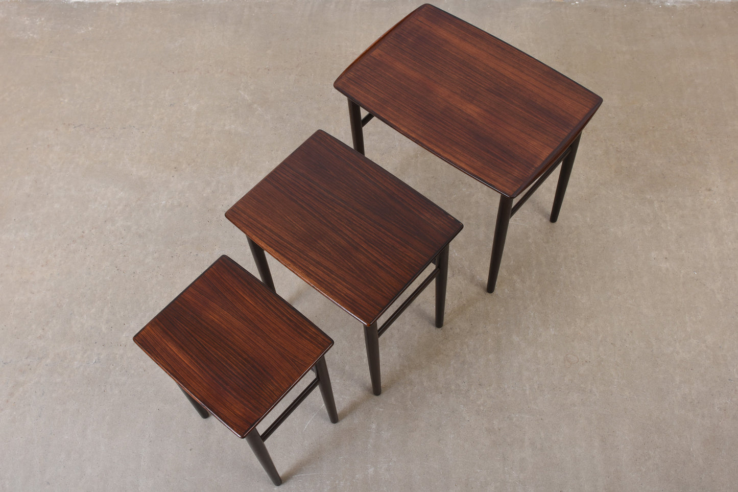 1960s rosewood nest of three tables