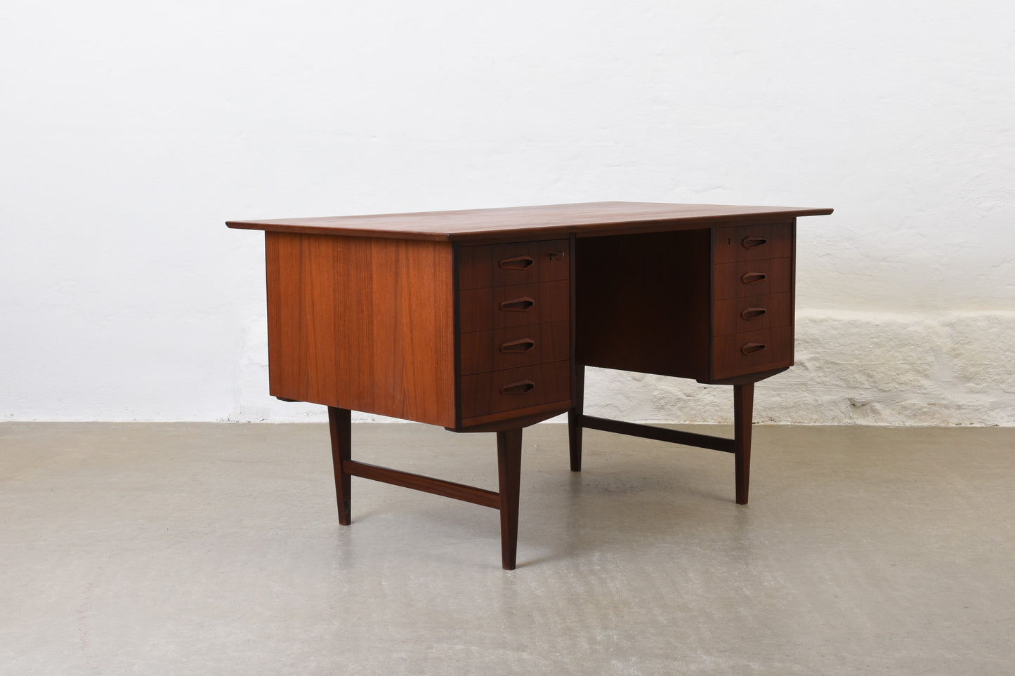 1960s twin pedestal desk in teak