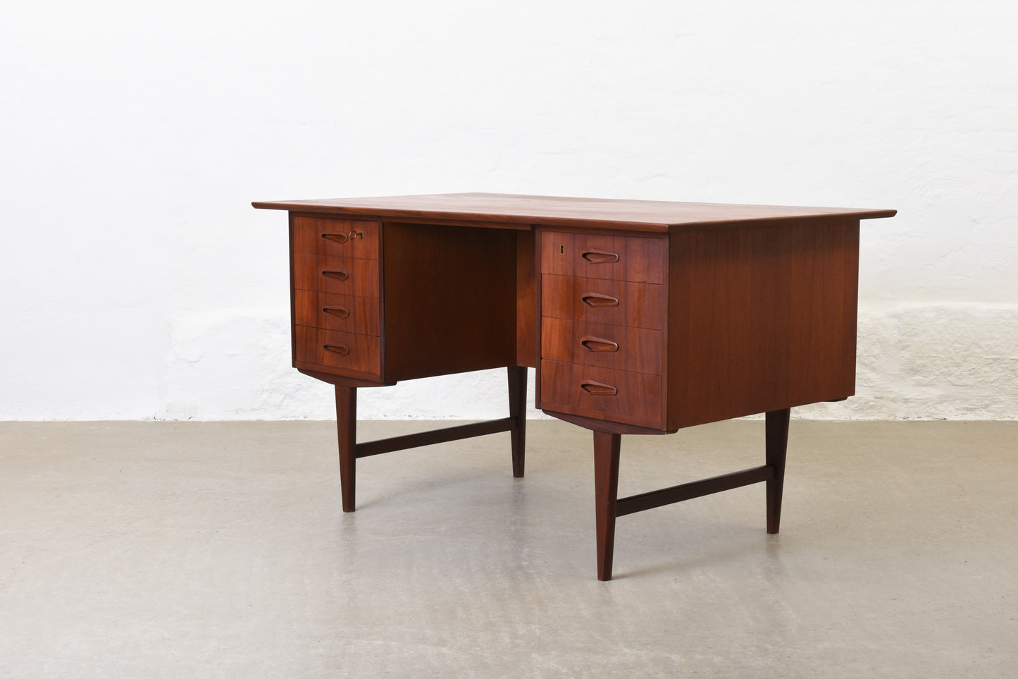 1960s twin pedestal desk in teak