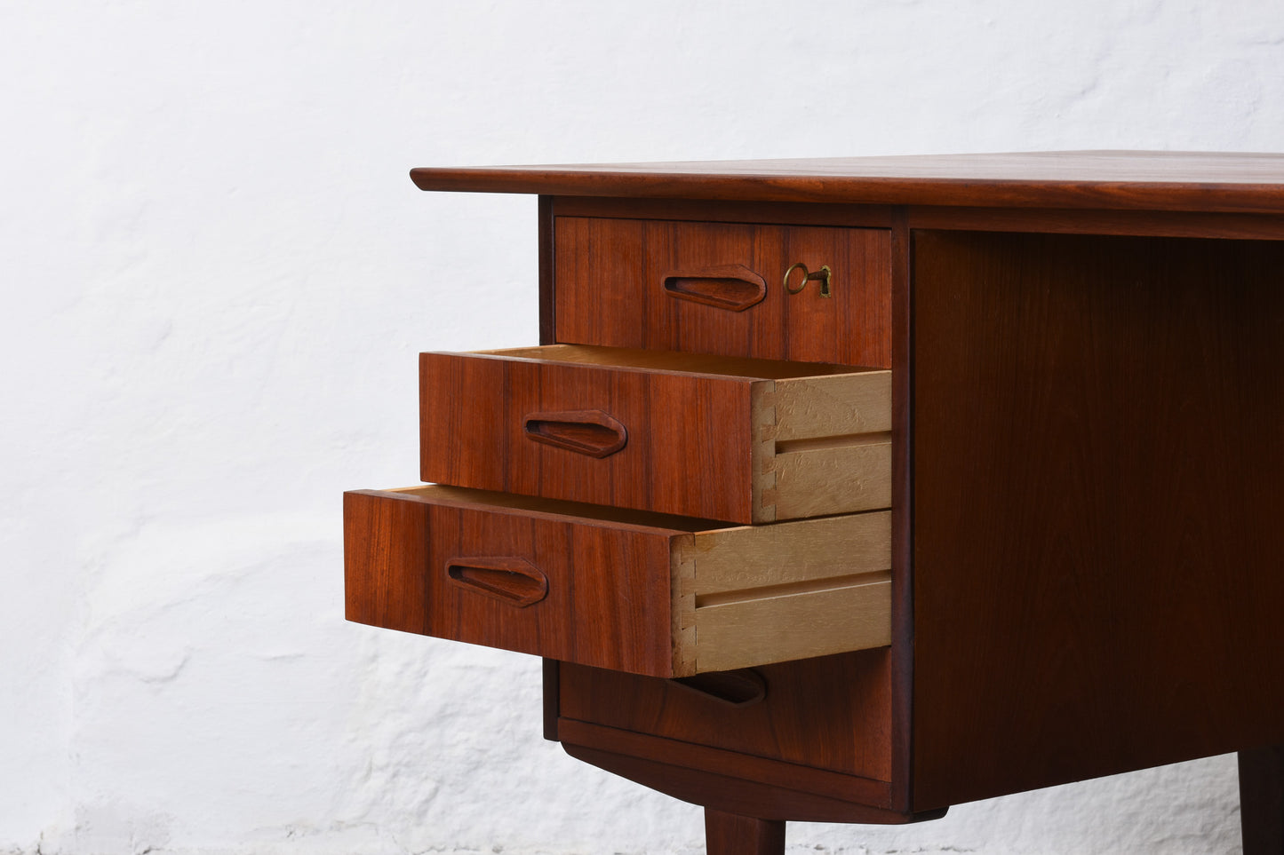 1960s twin pedestal desk in teak